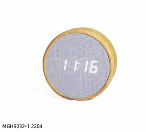 Bamboo Round Digital Clock with Fabric Face corporate gift - Meru Trophy Bangalore