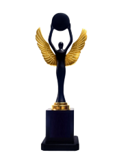 Gold Winged Globe Acrylic Trophy 1005 - Ideal for corporate trophy design and recognition awards.