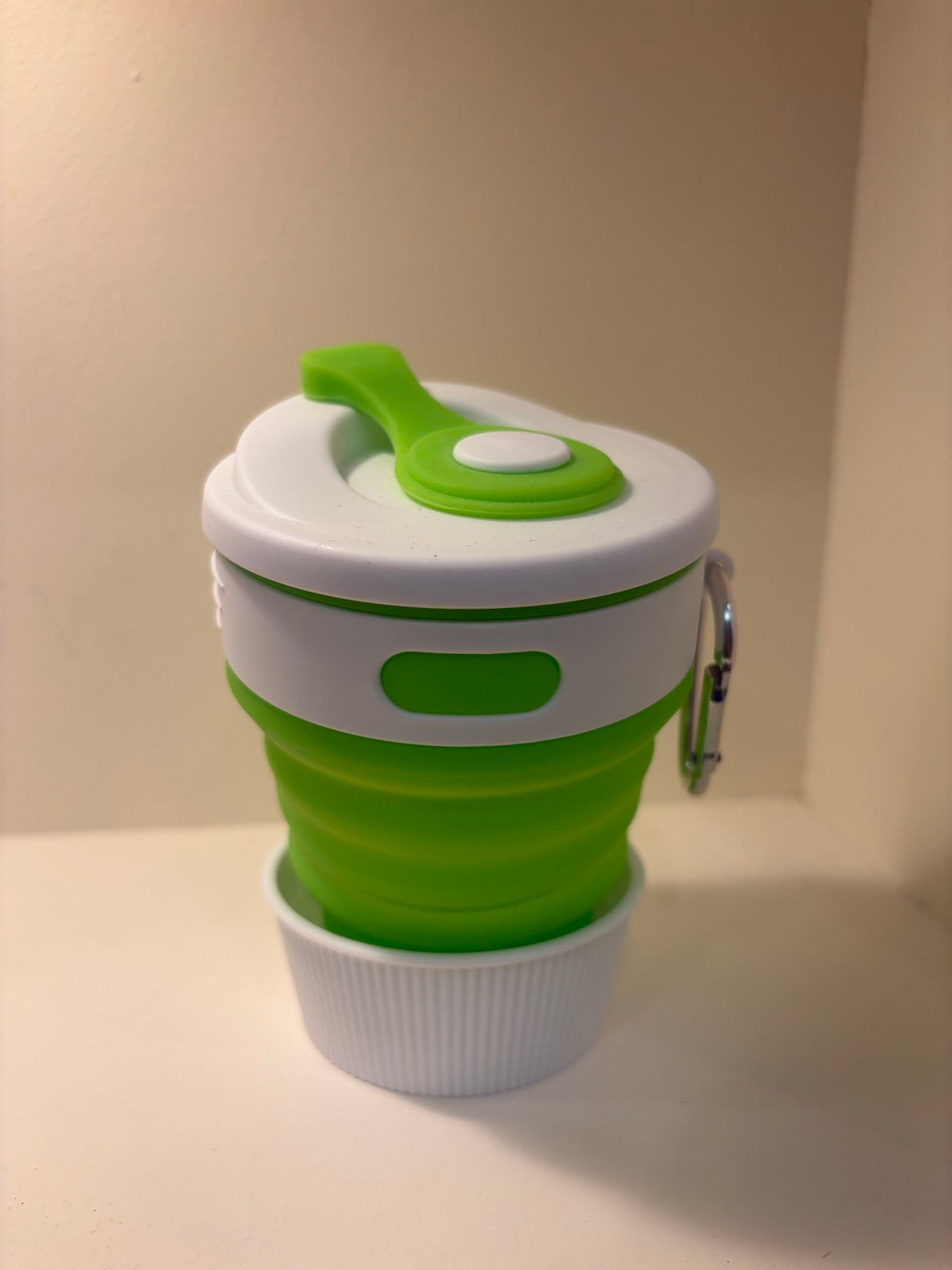 Collapsible Silicone Travel Cup - Green - real product photo