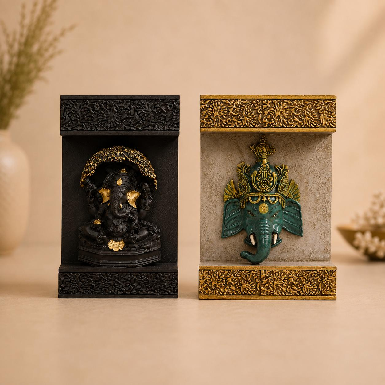 Ganapati Virasat resin Ganesh wall niche set, handcrafted resin