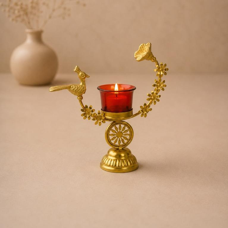Rath Mayur Metal Peacock Tealight Holder, handcrafted metal craft