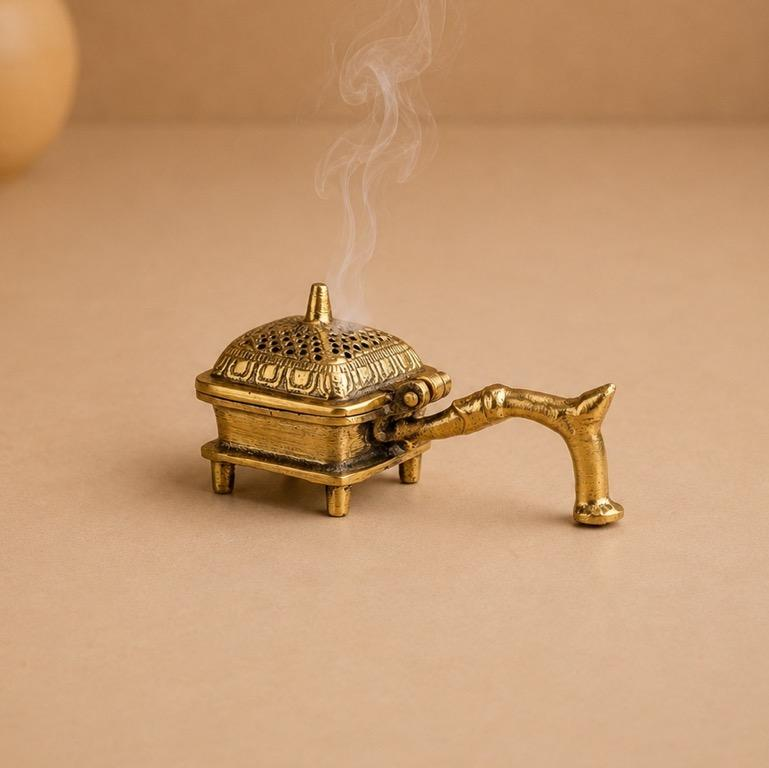 Dhoop Aradhya - III Brass Box Incense Burner, handcrafted brass metal craft