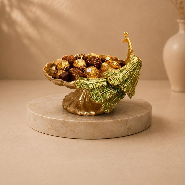 Mayur Aasan Parat Peacock Cake Stand, handcrafted metal craft