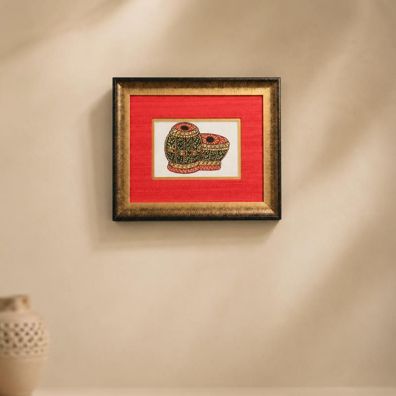 Sang-e-Meena Meenakari Marble Plate Framed Art, handcrafted Meenakari (Jaipur)