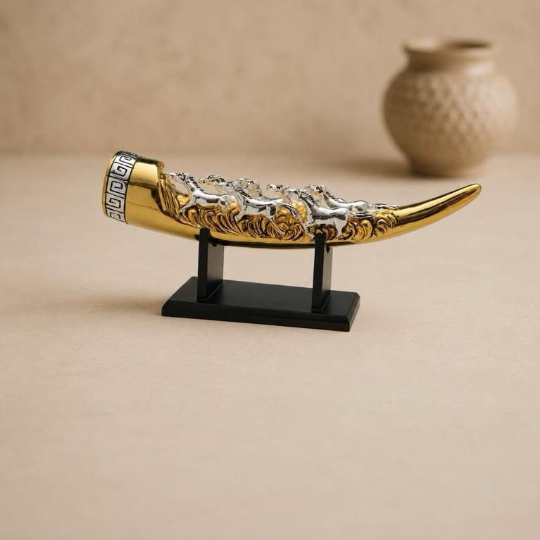 Saptashwa, handcrafted resin galloping horses sculpture