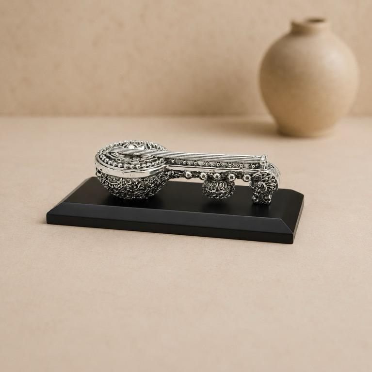 Surmanjari, handcrafted resin ornate veena sculpture