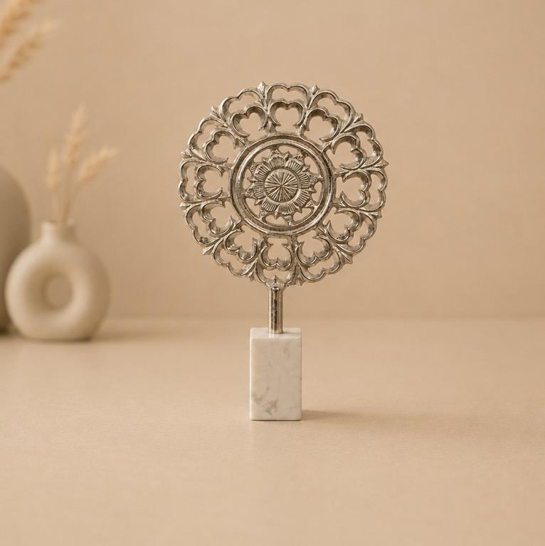 Anant Chakra Carved Metal Mandala Showpiece, handcrafted metal craft