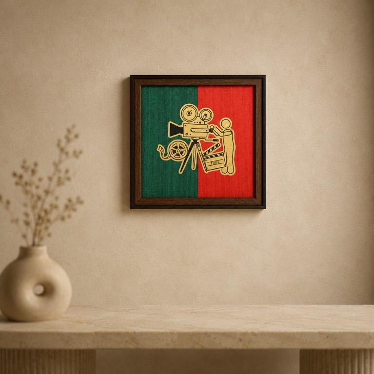 Chhaya Chitra The Cameraman Recognition Plaque, handcrafted Metal Craft and Tussar