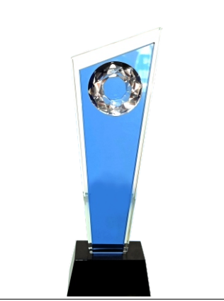 Blue crystal trophy CST-19; ideal for corporate awards and recognition.