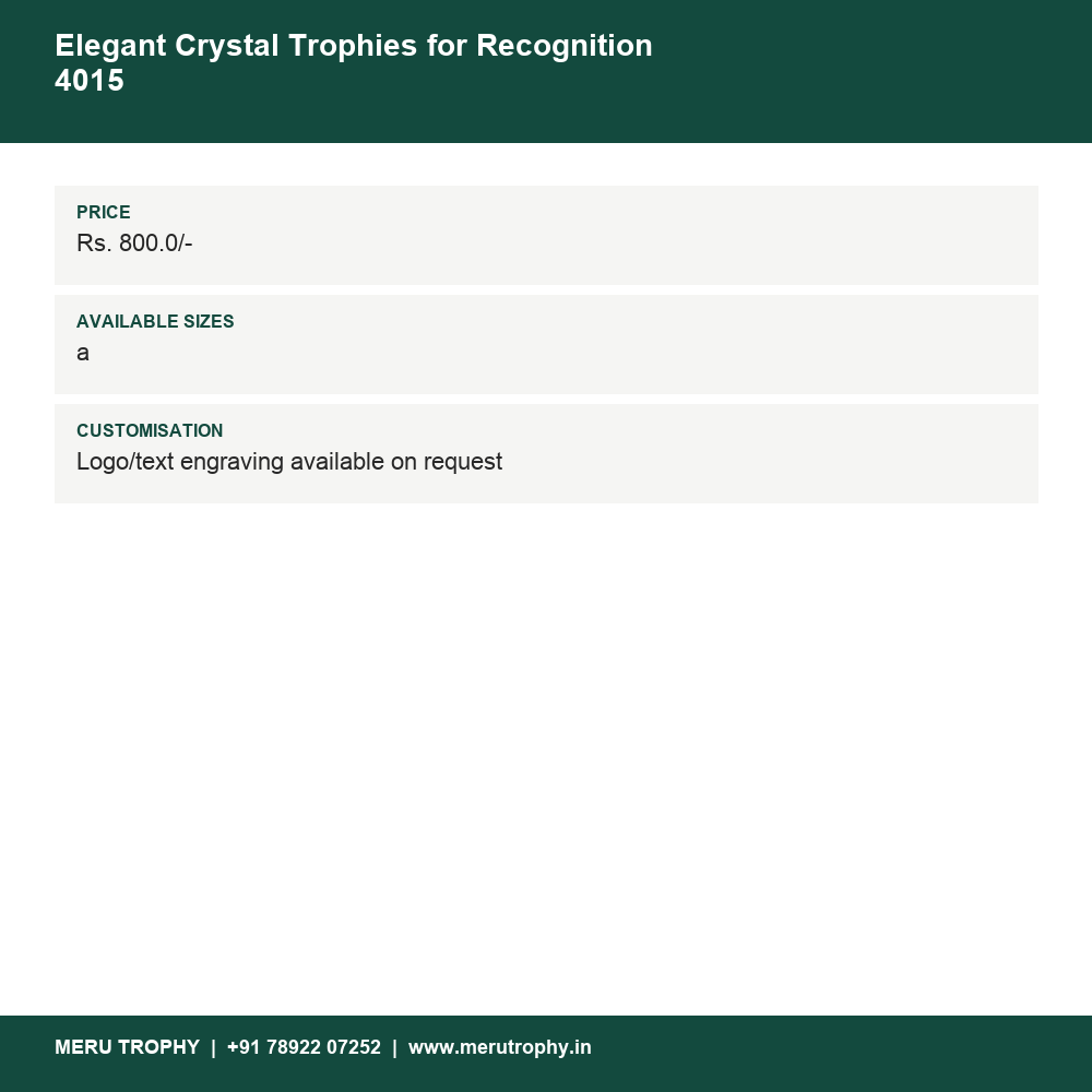 Elegant Crystal Trophies for Recognition 4015 details - Meru Trophy