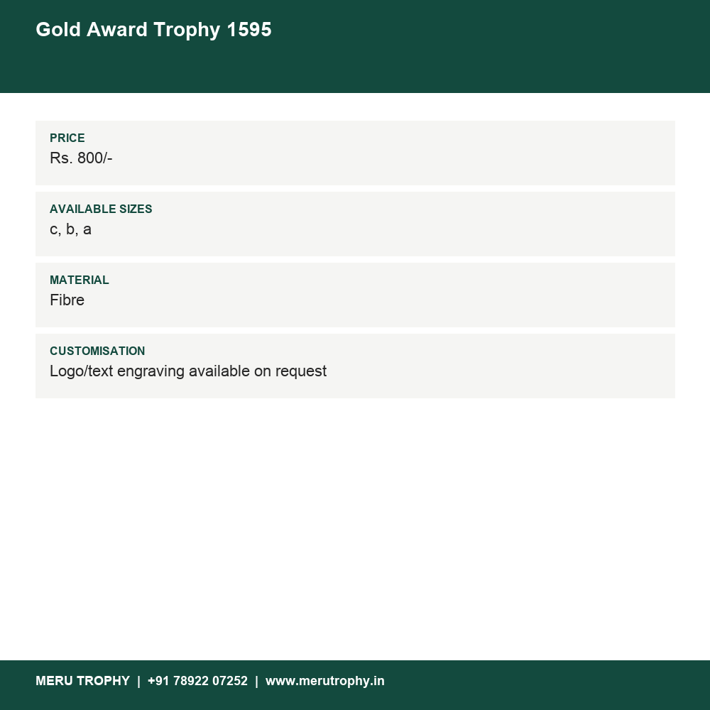 Gold Award Trophy 1595 details - Meru Trophy