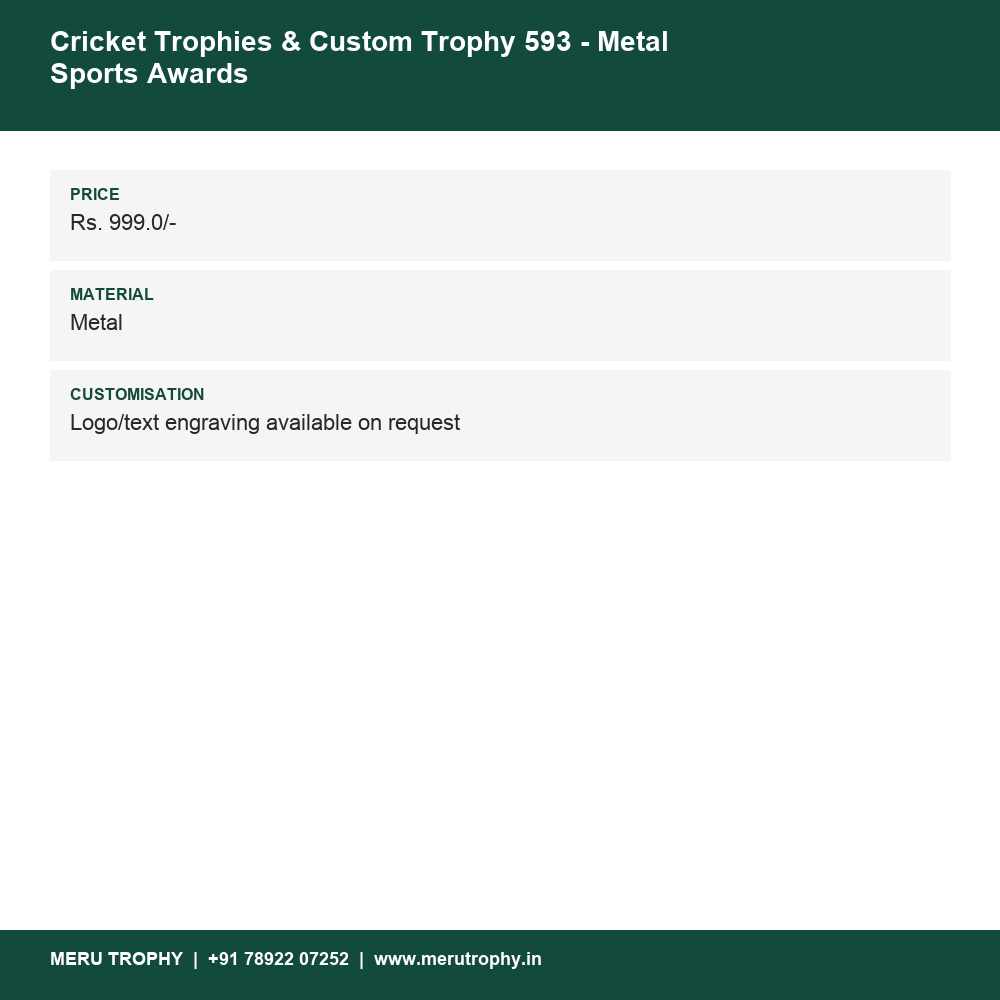 Cricket Trophies & Custom Trophy 593 - Metal Sports Awards details - Meru Trophy