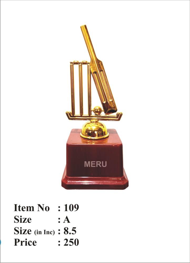 Golden cricket trophy award; perfect for recognizing athletic achievements and showcasing fiber trophies.