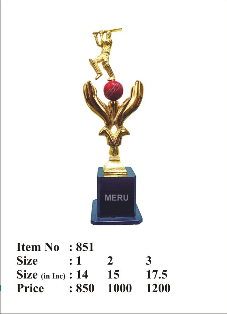 Gold and black cricket trophy featuring a batsman; a symbol of sporting excellence.