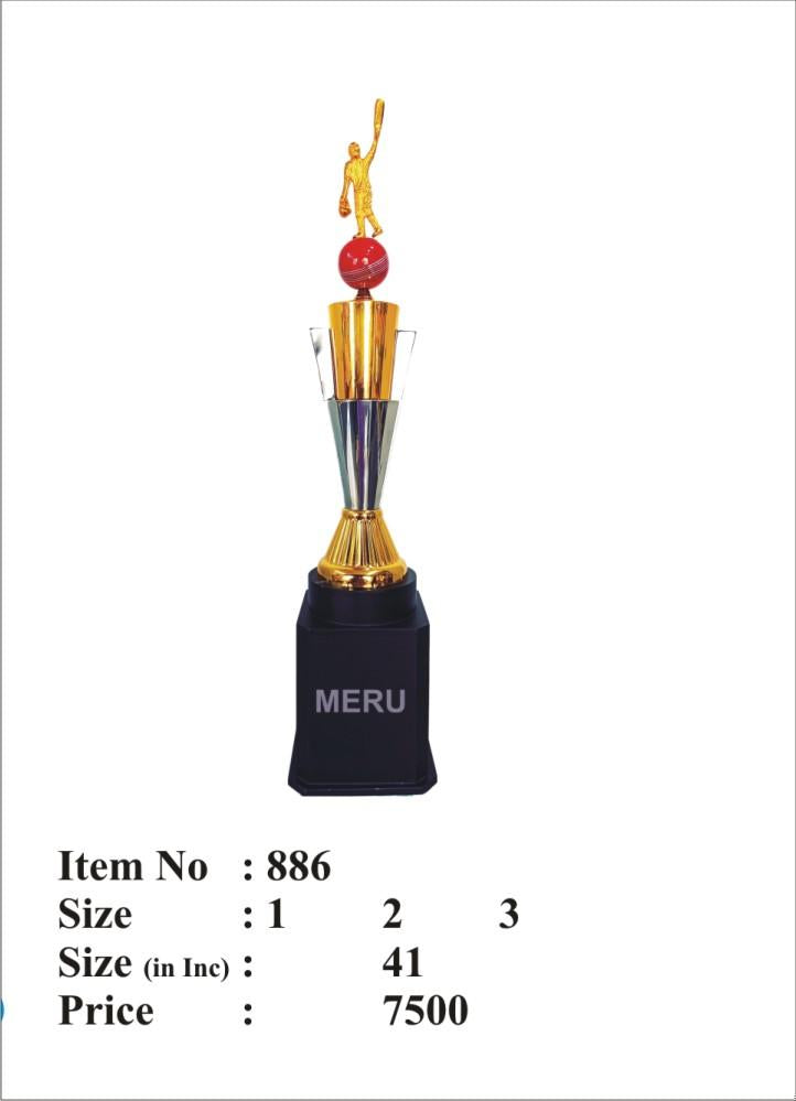 Golden Cricket Cup Trophy - Metal Sports Trophies award for cricket tournaments.