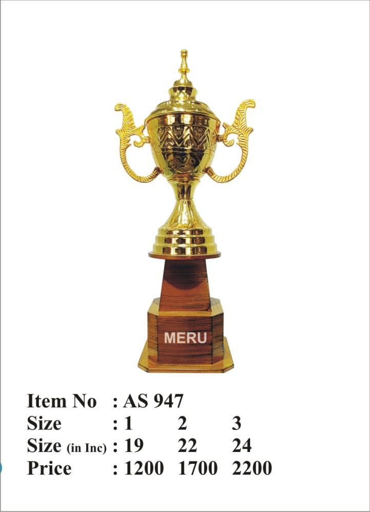 Elegant gold metal cup trophy.