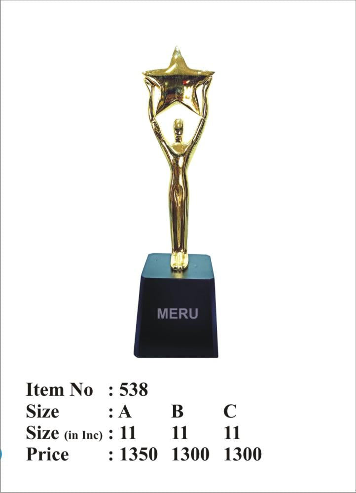 Gold star trophy; perfect for corporate awards and recognition.