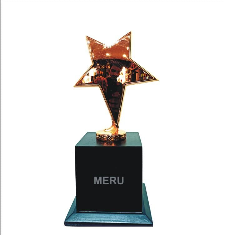 Gold star trophy symbolizing achievement and <b>recognition awards</b>.