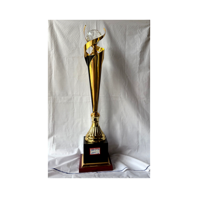 4288 E Gold Crystal Ribbon Trophy Recognition Awards - Meru Trophy
