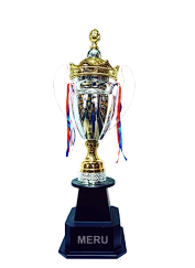Gold and silver metal award trophy with golden crown.