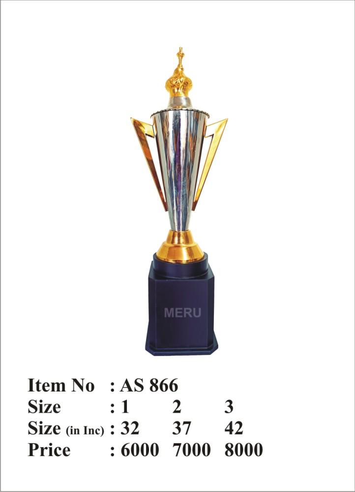 Elegant silver and gold metal trophy; ideal for sports awards and recognition.