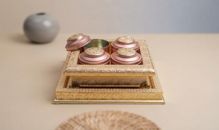 Rajputana Style Boxes 4-Jar Festive Gift Box (786 NEW)
