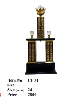 Black and Gold Crystal Trophy - Corporate Recognition