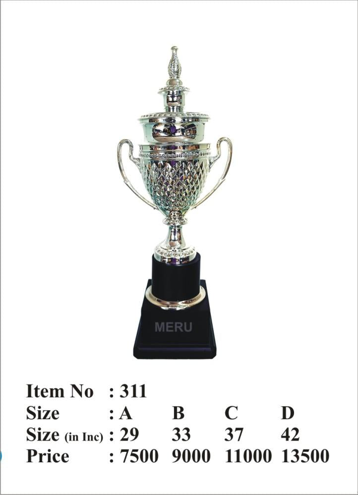 Elegant metal cup trophy; symbol of achievement.