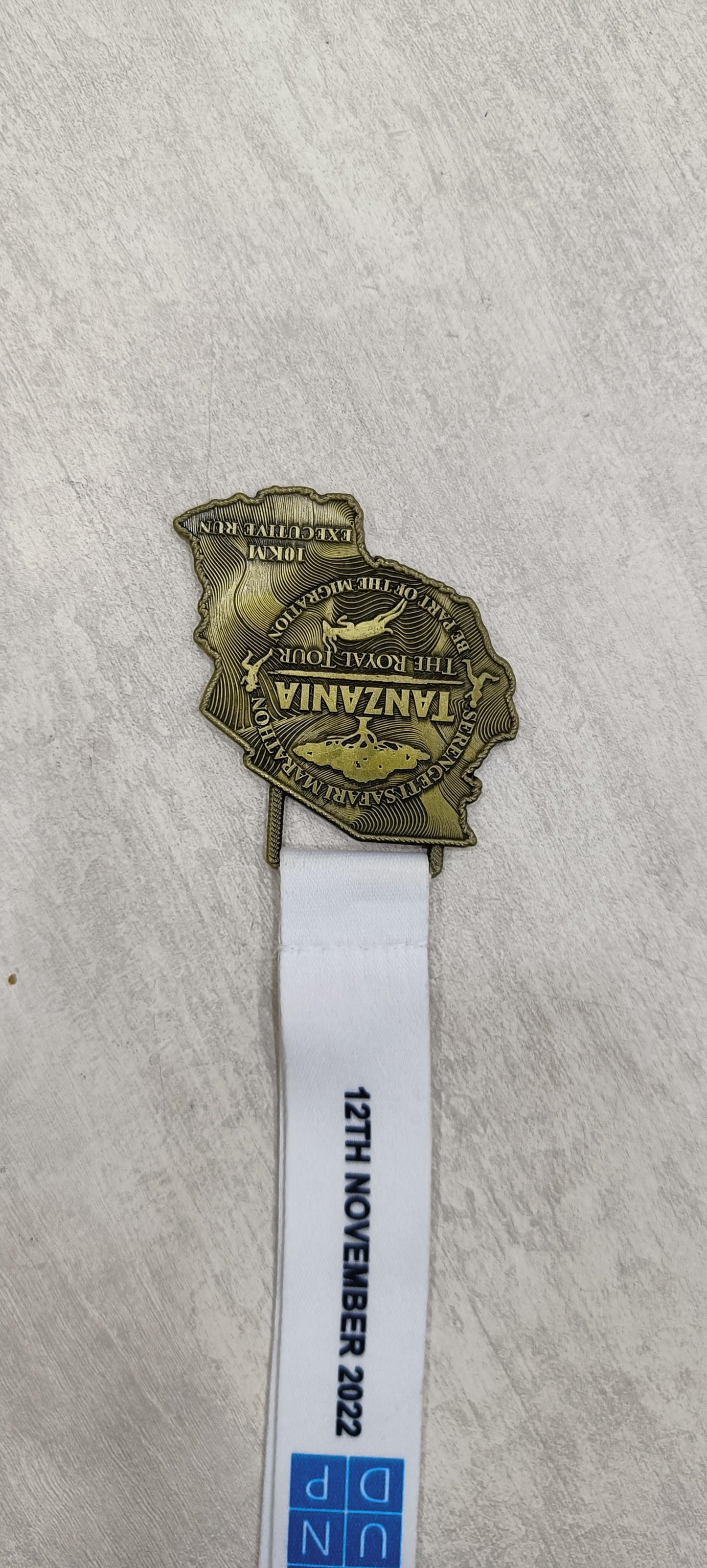 Antique gold Tanzania Marathon Recognition Award