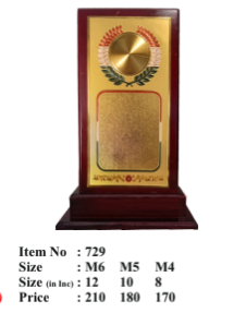 Elegant wooden memento trophy with gold plaque; perfect for awards.