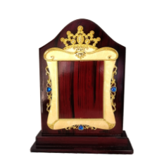 Elegant wooden trophy with gold accents; ideal for employee recognition awards.