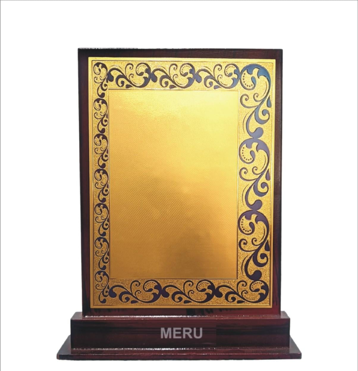 Elegant wooden trophy showcasing a custom engraved award design.