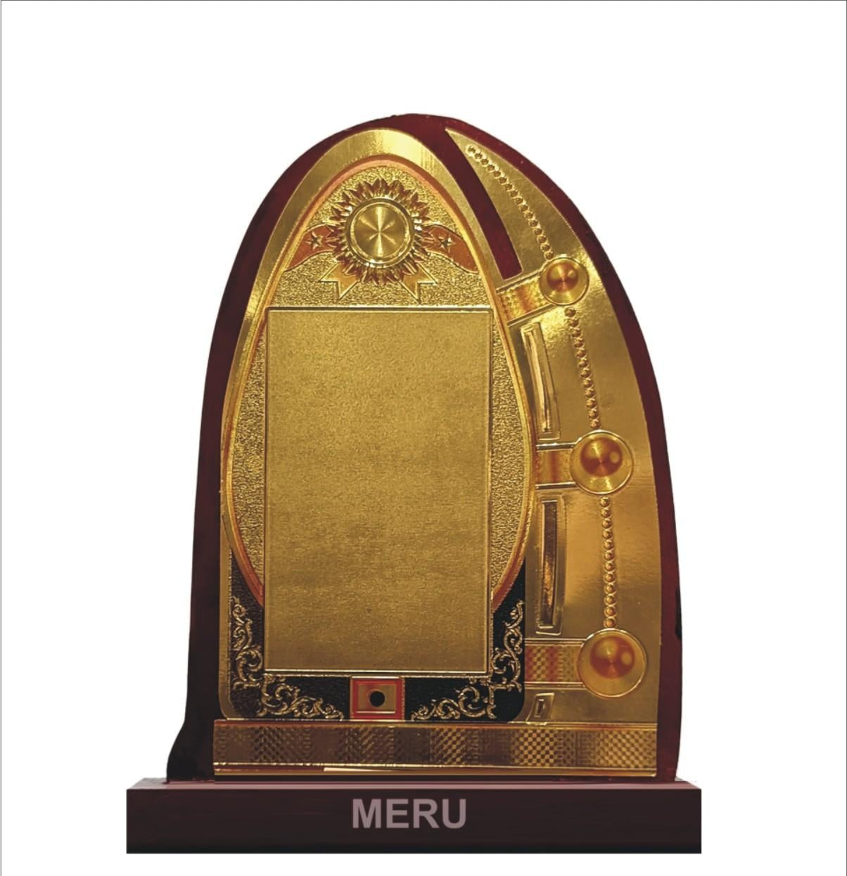 Elegant wooden memento trophy for corporate recognition awards.