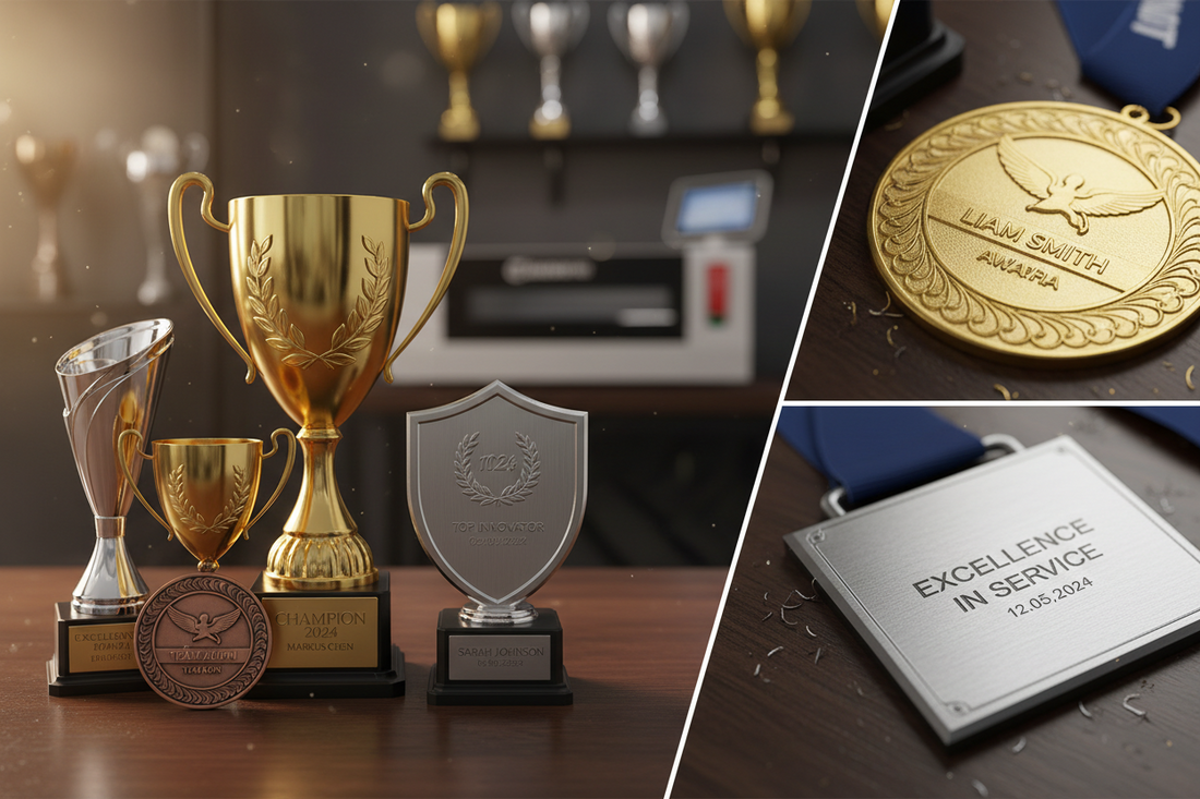 Custom engraving services for trophies and medals