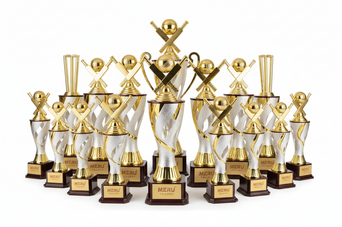 Fiber trophies lightweight affordable alternative metal awards cricket sports India Meru Trophy bulk India buy