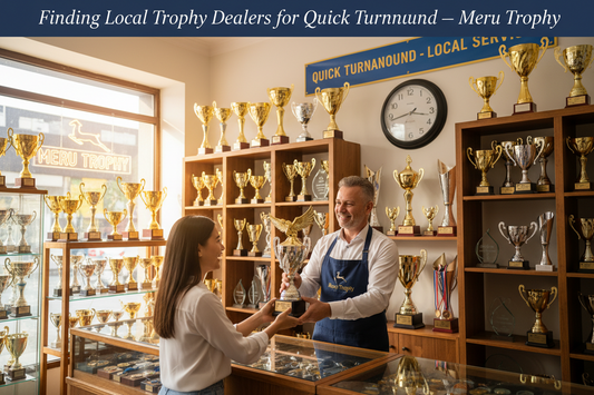Close-up of a gleaming crystal trophy with engraved details, showcasing the quality and craftsmanship of custom trophies offered by Meru Trophy for corporate and sporting achievements.