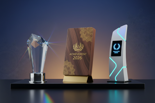 Trophy award trends 2026 expert picks crystal awards wooden mementos smart trophies Meru Trophy India buy now online