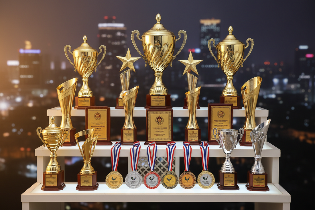 Trophy manufacturers Bangalore bulk orders custom trophies medals corporate sports events Meru India India buy