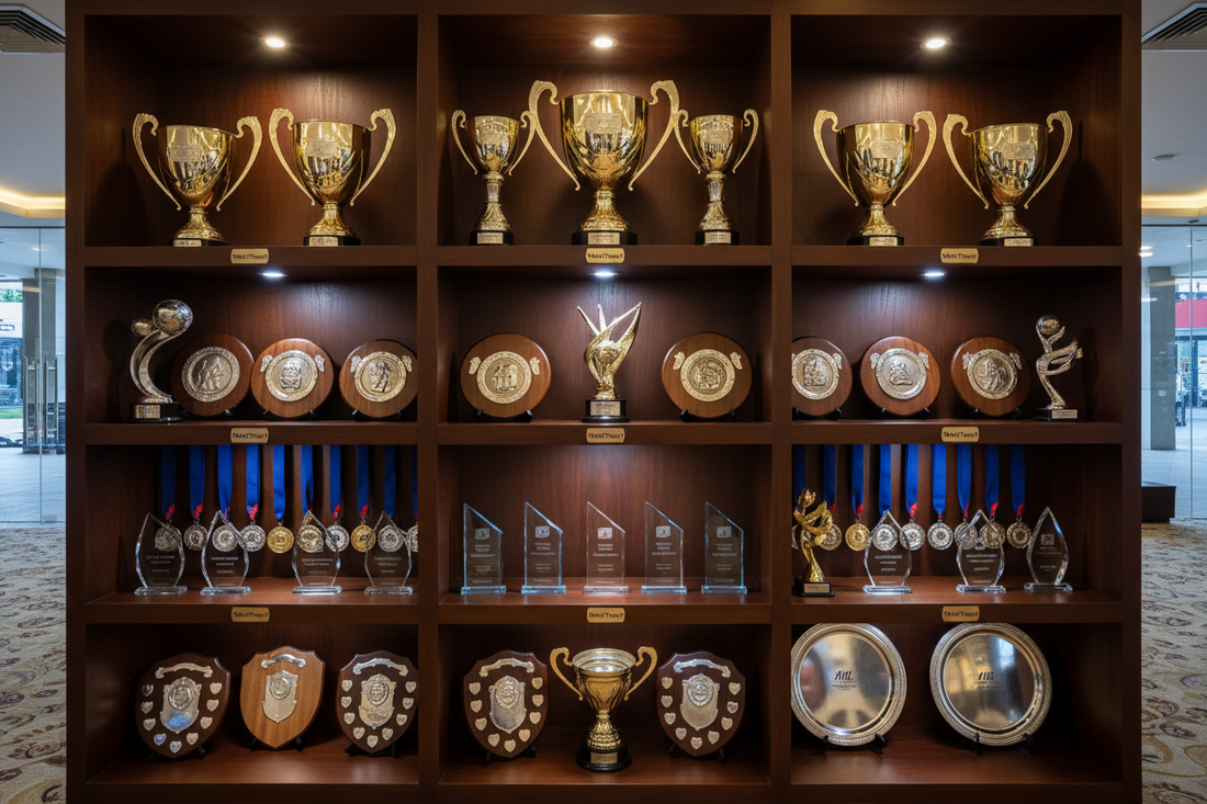 Trophy Shop for corporate and sports recognition events crafted by Meru Trophy India award manufacturer