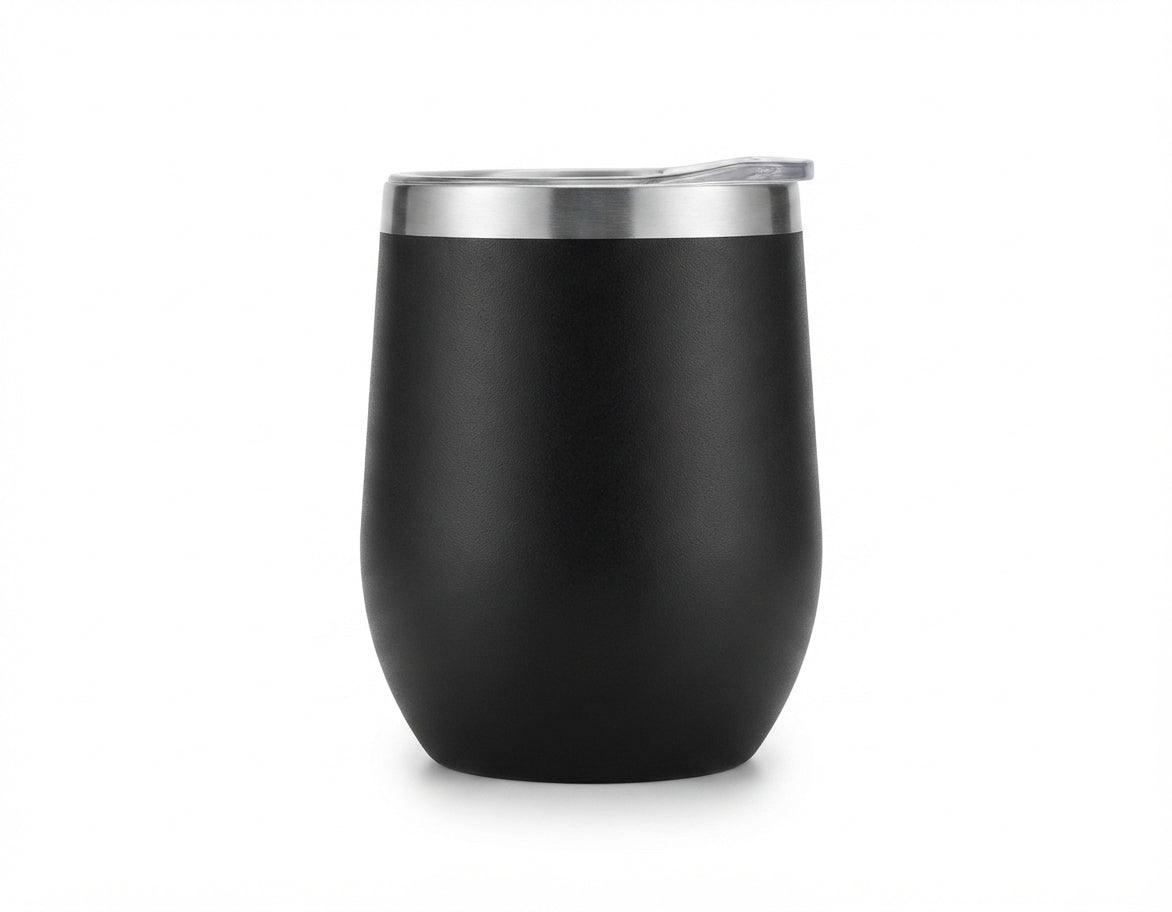 Egg-Shaped Insulated Wine Tumbler - Black - Meru Trophy corporate gifting