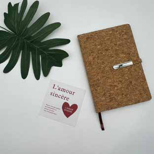 Cork Cover Diary with Metal Pen Clip corporate gift - Meru Trophy Bangalore