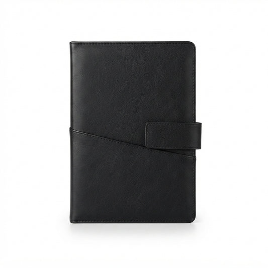 PU Diary with Belt Strap Closure - Black - Meru Trophy corporate gifting