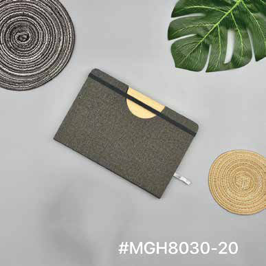 Fabric Diary with Bamboo Half-Moon Accent corporate gift alternate view - Meru Trophy Bangalore