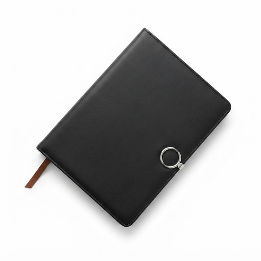 PU Diary with Ring Pull - Black - Meru Trophy corporate gifting