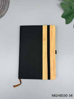 PU Notebook with Bamboo Strip corporate gift - Meru Trophy Bangalore
