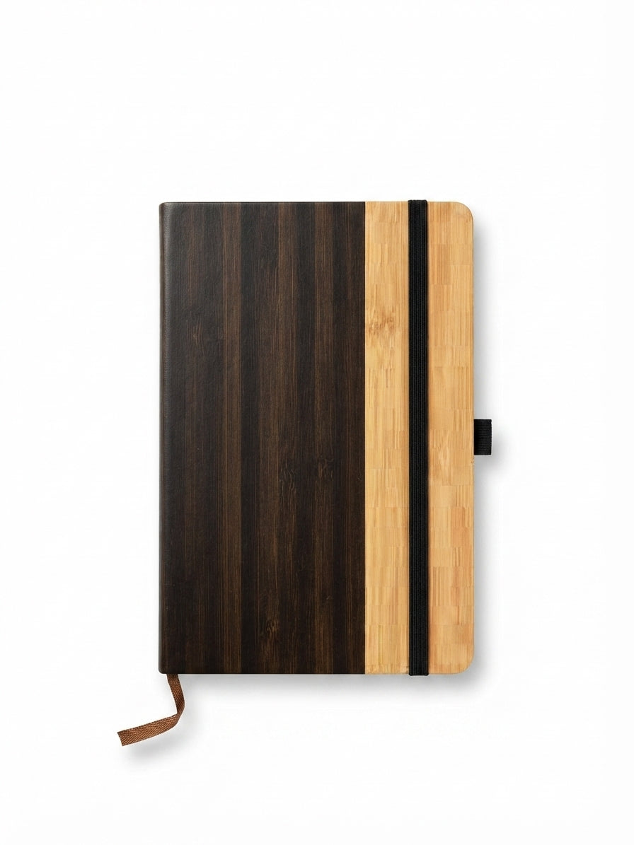 PU Notebook with Bamboo Strip - Bamboo - Meru Trophy corporate gifting