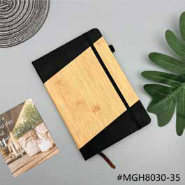 Bamboo Front Notebook with Elastic Band corporate gift - Meru Trophy Bangalore