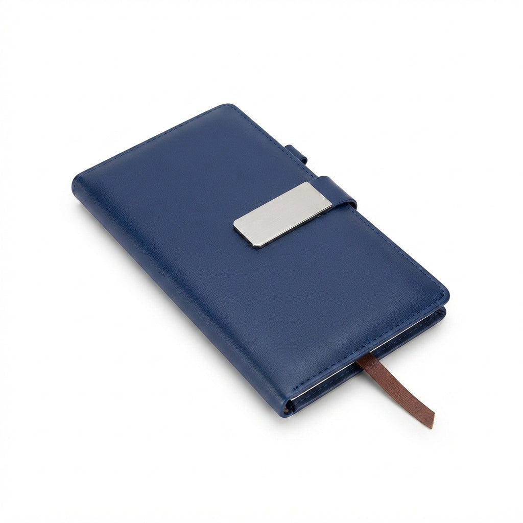 Slim Pocket PU Diary with Metal Plate - Navy - Meru Trophy corporate gifting