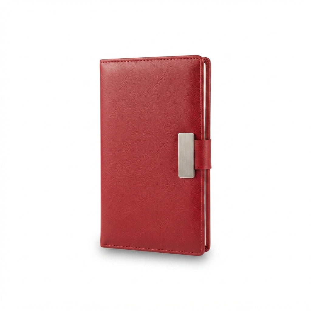 Slim Pocket PU Diary with Metal Plate - Red - Meru Trophy corporate gifting