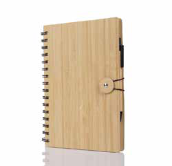 Bamboo Spiral Notebook with String Closure corporate gift - Meru Trophy Bangalore